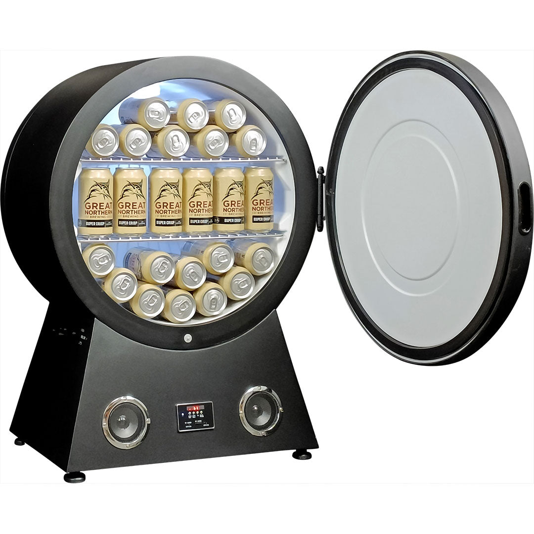 Round Shaped Bar Fridge With Blue Tooth And Speakers Makes A Great Gift Idea  - Model  RF-42