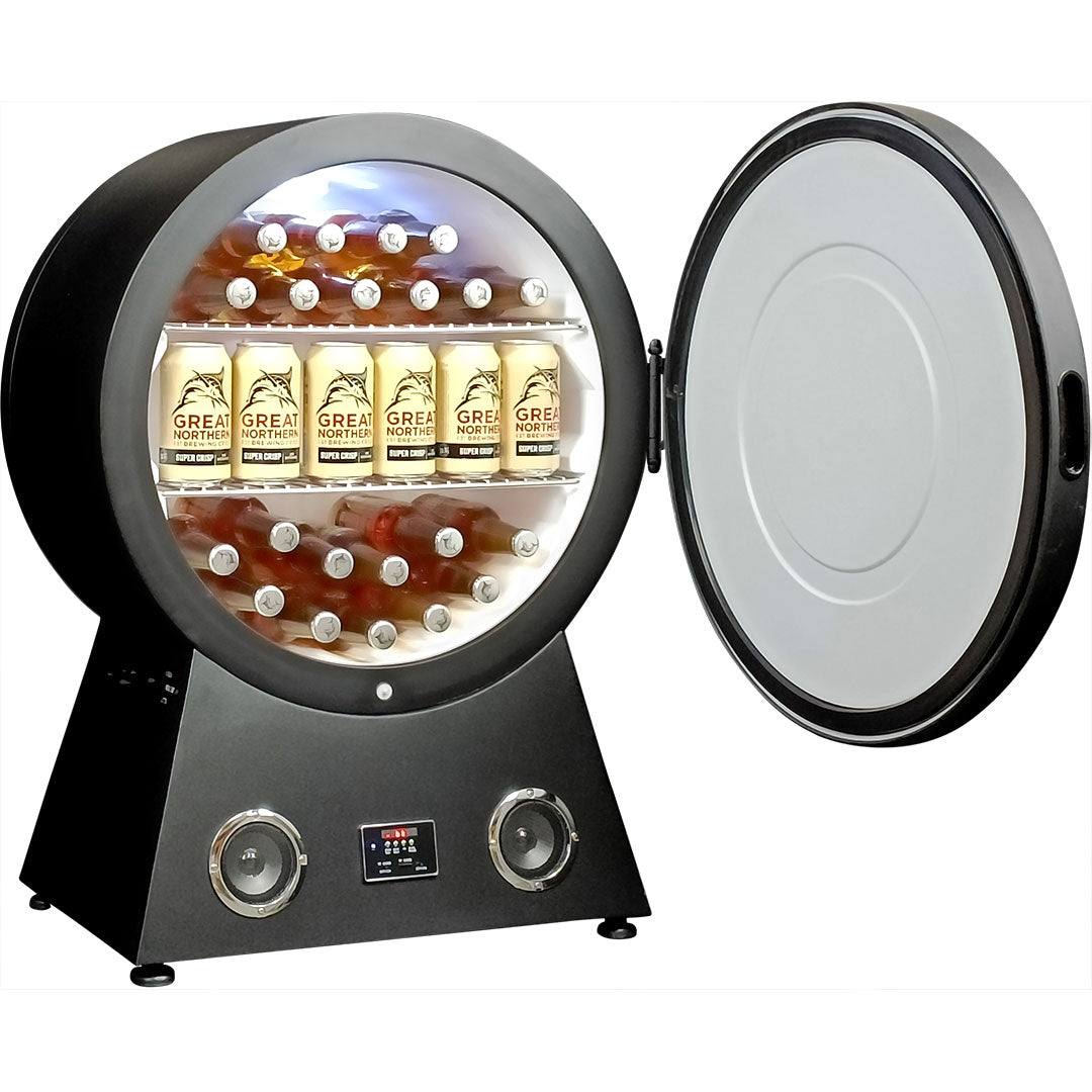 Round Shaped Bar Fridge With Blue Tooth And Speakers Makes A Great Gift Idea  - Model  RF-42