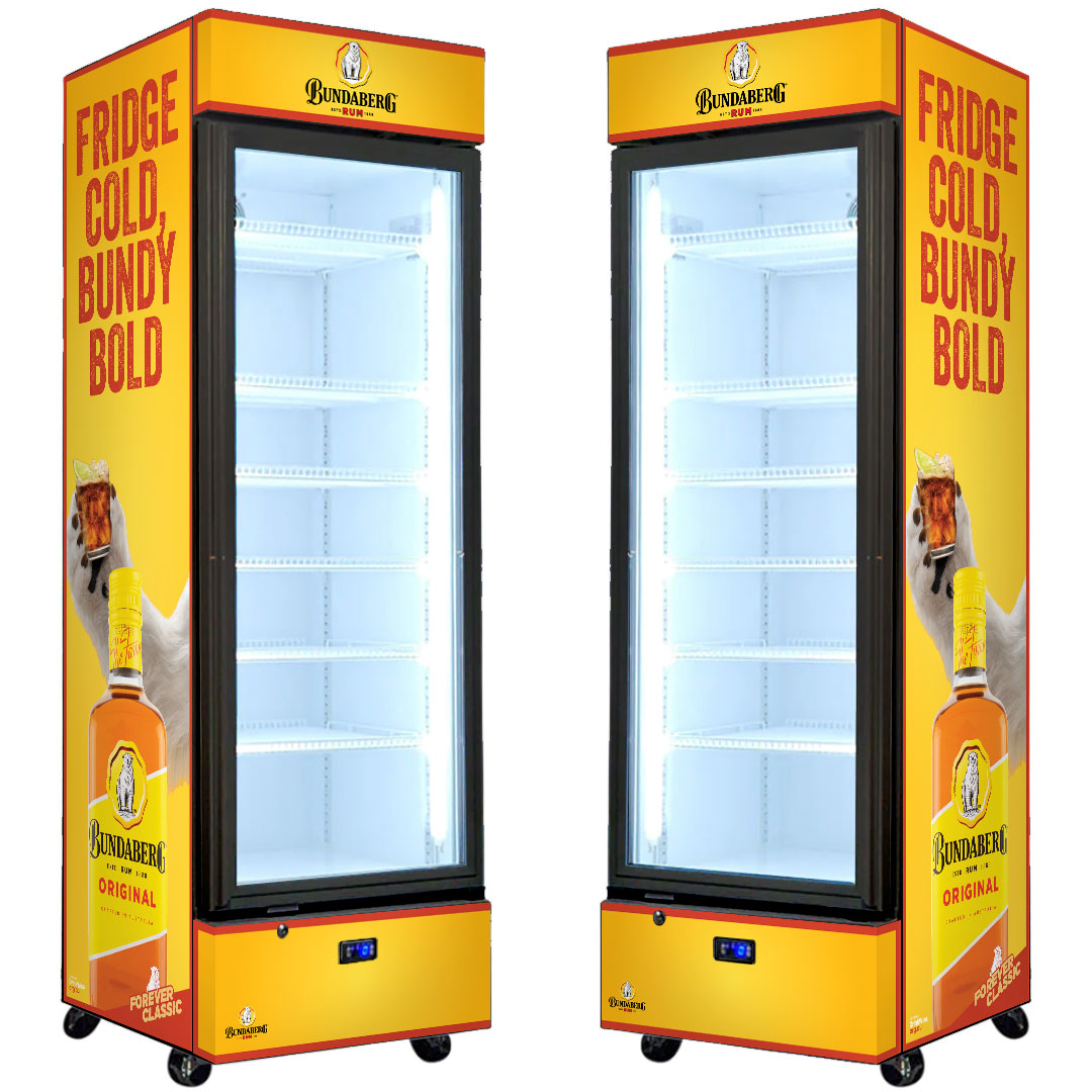 Bundy Rum Upright Quiet Running Black Glass Door Bar Fridge - Model SC372B-Bundy-1