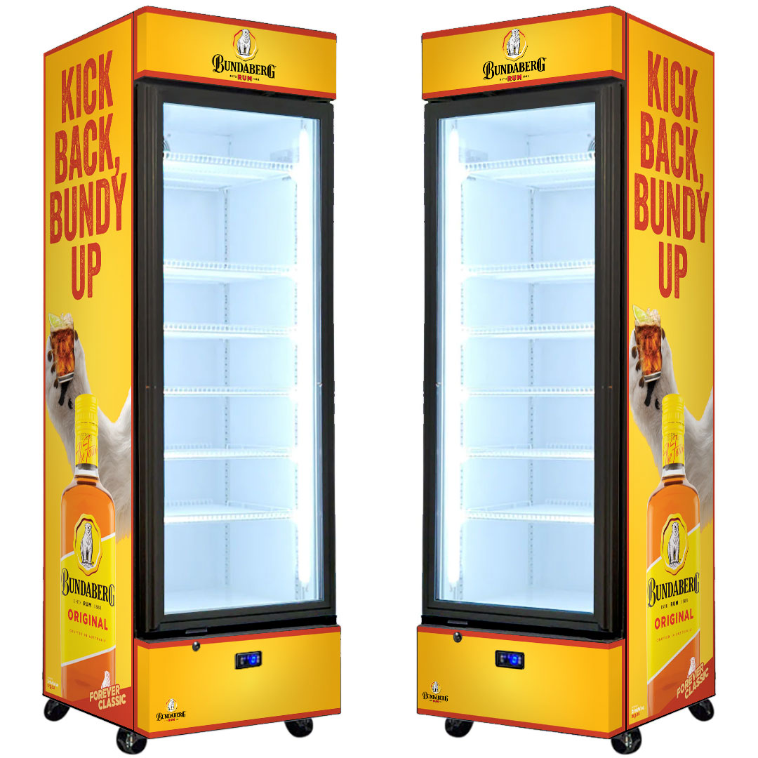Bundy Rum Upright Quiet Running Black Glass Door Bar Fridge - Model SC372B-Bundy-1
