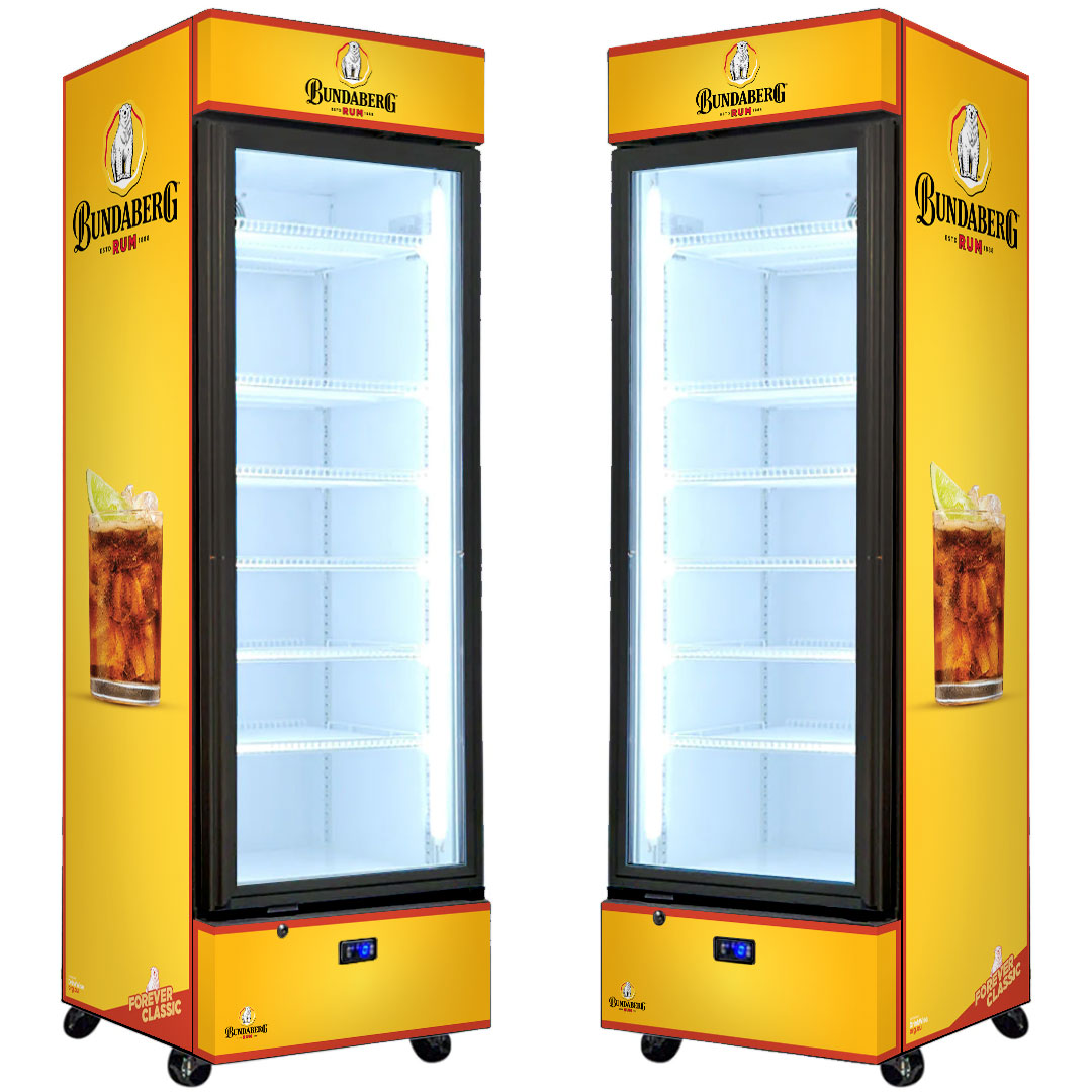 Bundy Rum Upright Quiet Running Black Glass Door Bar Fridge - Model SC372B-Bundy-1