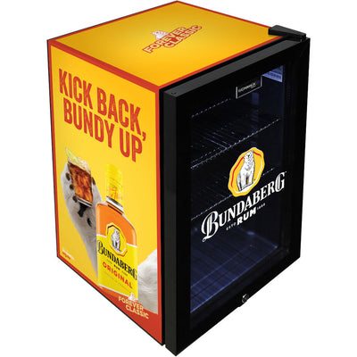 Bundy Rum 70L Double Glazed Glass Door Bar Fridge, Kick Back, Bundy Up Design - SC70-B-BUNDY3.4