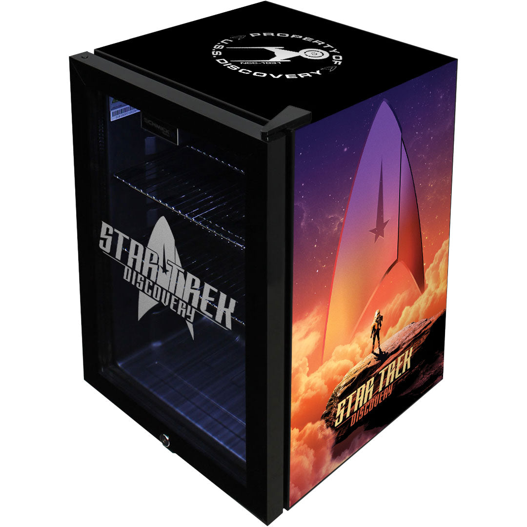 Star Trek Discovery Branded Glass Door Bar Fridge With Cool Frosted Door Logo - SC70B-STD-01