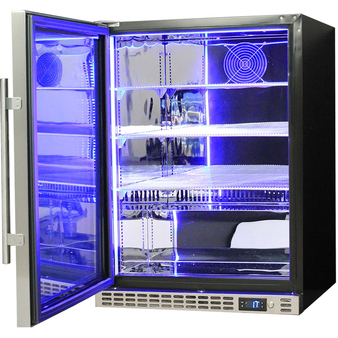 Schmick SK156L-SD - Quiet Running Front Venting Under Bench Solid Stainless Door Bar Fridge