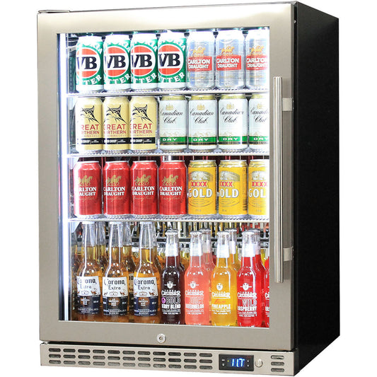 Schmick 164L Heated Glass Door Bar Fridge - Left Hinge - Stainless Steel - SK156L-HD