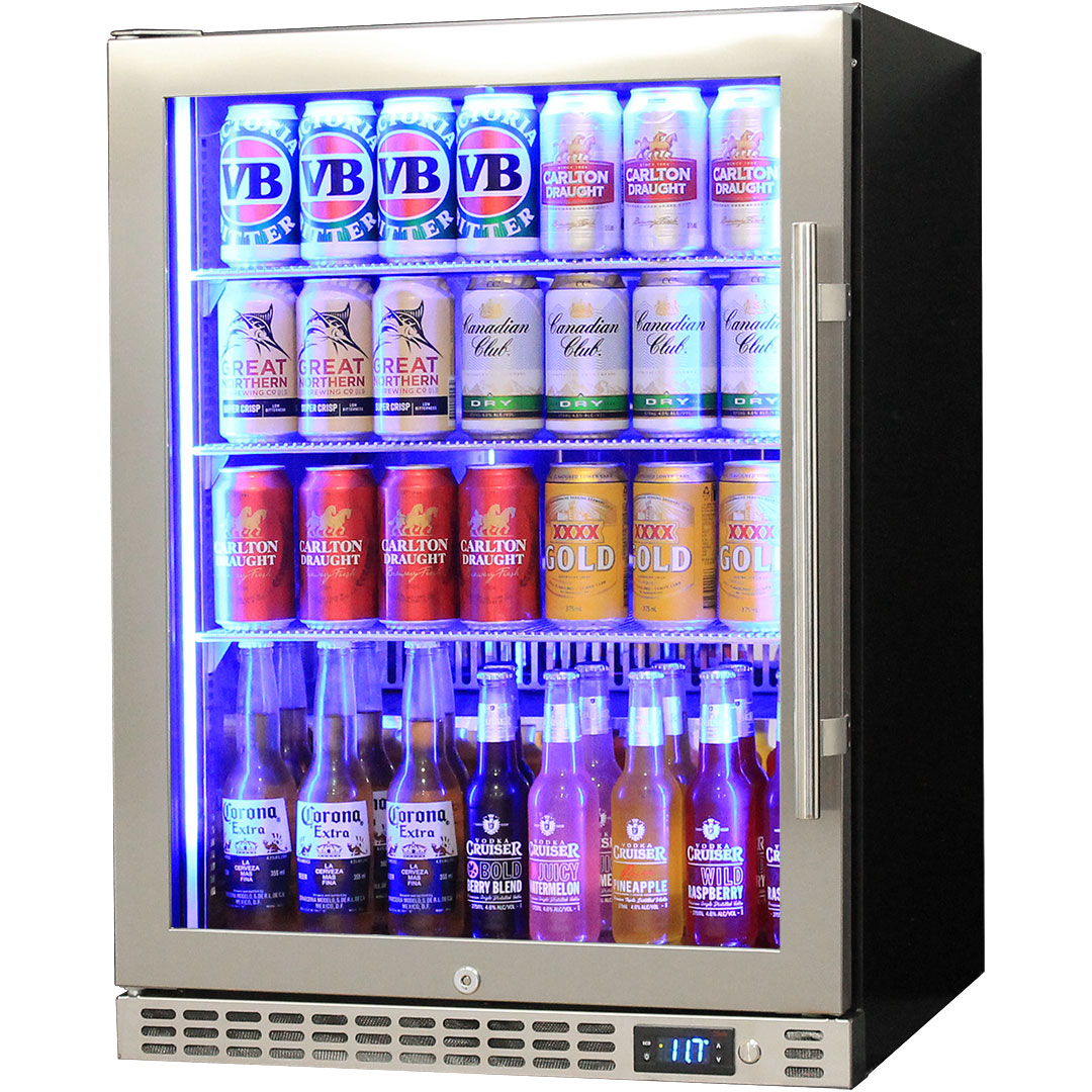 Schmick 164L Heated Glass Door Bar Fridge - Left Hinge - Stainless Steel - SK156L-HD