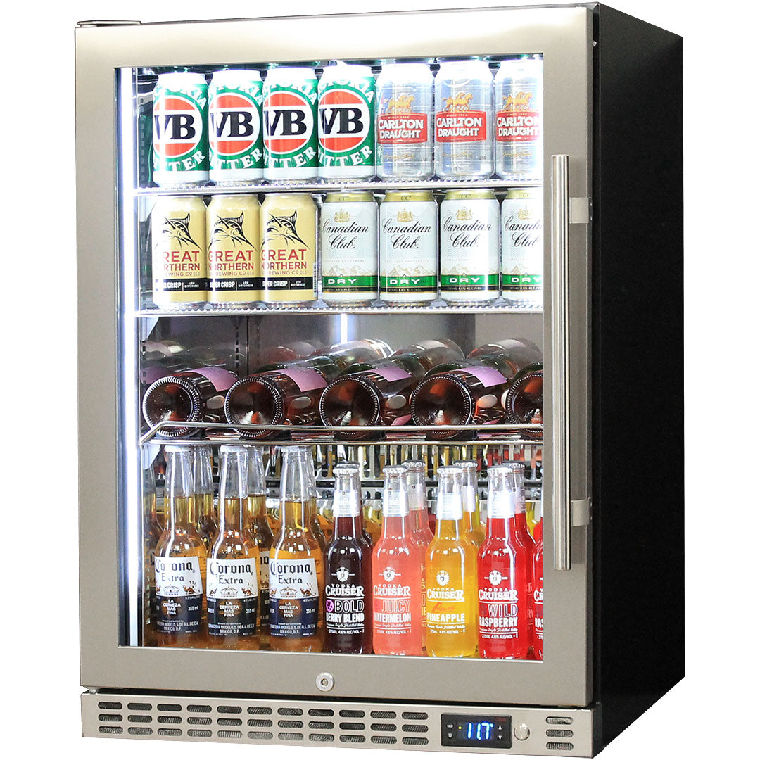 Schmick 164L Heated Glass Door Bar Fridge - Left Hinge - Stainless Steel - SK156L-HD