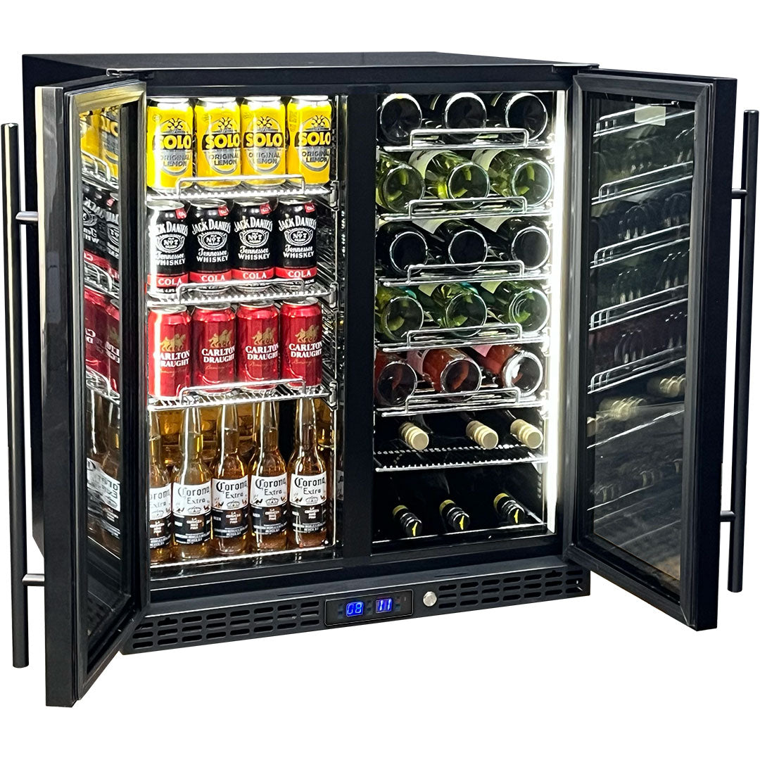 Schmick Under Bench Beer And Wine Dual Zone Bar Fridge - Model SK198D-B-HD