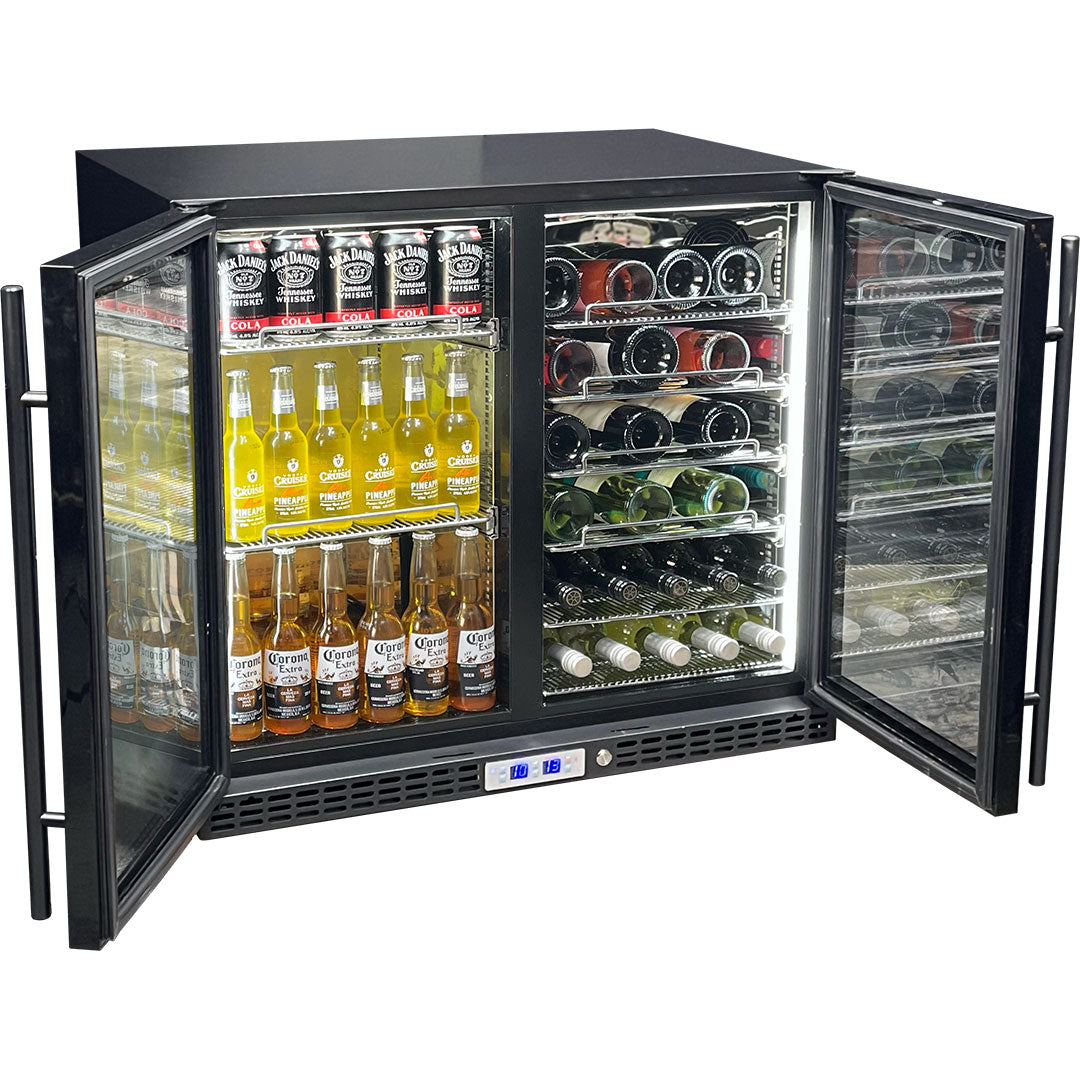 Schmick Under Bench Beer And Wine Dual Zone Bar Fridge - Model SK228D-B-HD