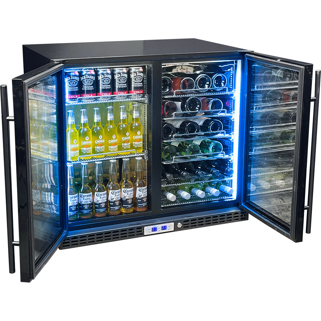 Schmick Under Bench Beer And Wine Dual Zone Bar Fridge - Model SK228D-B-HD