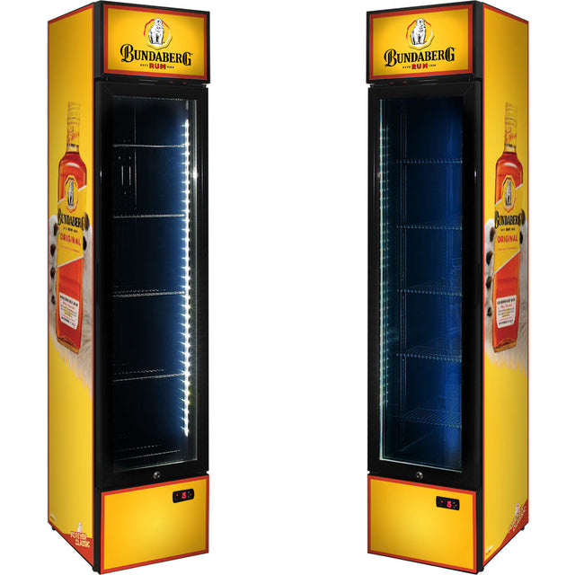 BUNDY RUM Branded Skinny Upright Bar Fridge - Model SS-P160-Bundy-1