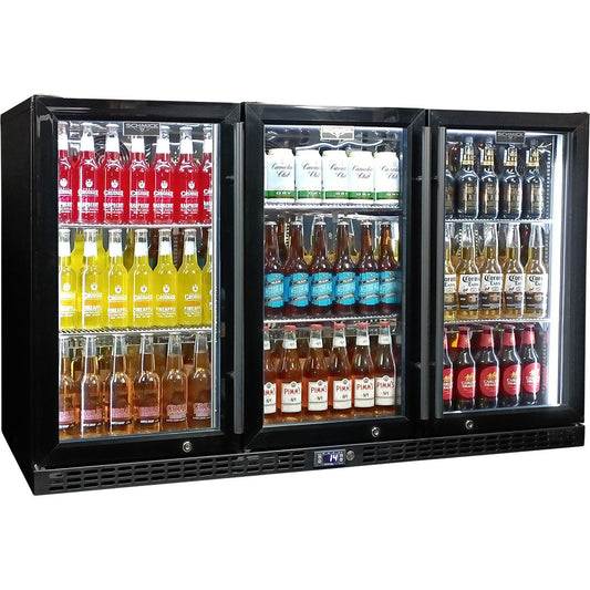 Schmick - SK386-B – Triple Glazed Black Glass Door Bar Fridge – 399 Litres