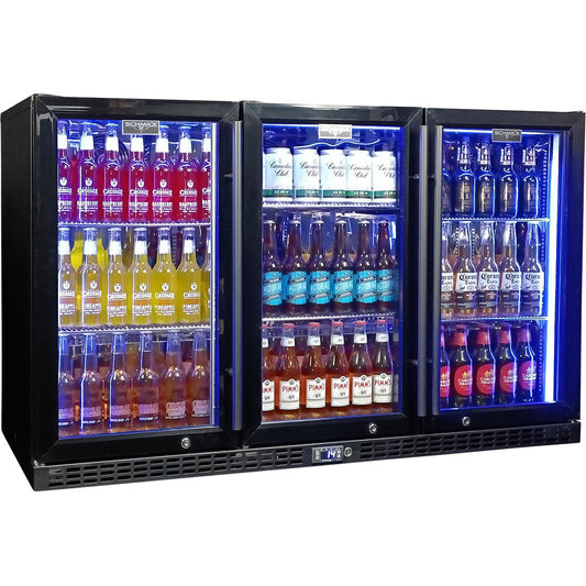 Schmick - SK386-B – Triple Glazed Black Glass Door Bar Fridge – 399 Litres