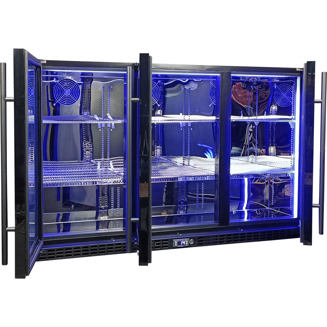 Schmick - SK386-B – Triple Glazed Black Glass Door Bar Fridge – 399 Litres