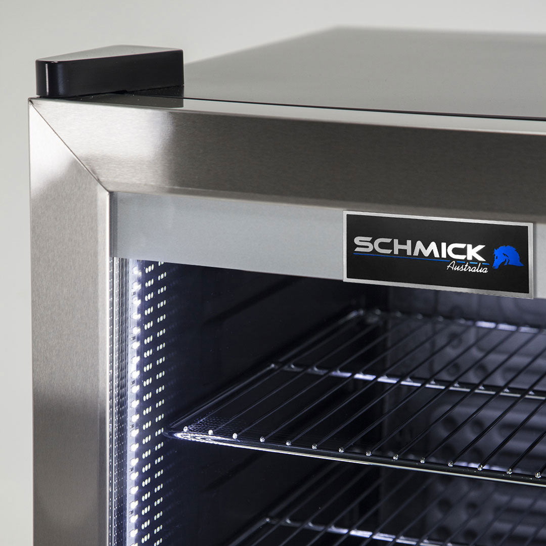 Schmick HUS-SC88L-SS - Outdoor Triple Glazed Alfresco Bar Fridge With Led Strip Lights, Lock and LOW E Glass, indoor use also perfect!