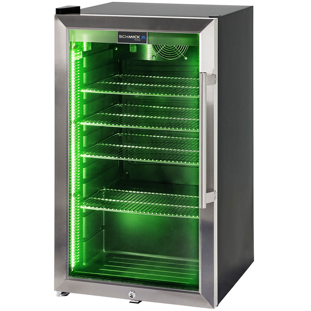 Schmick HUS-SC88L-SS - Outdoor Triple Glazed Alfresco Bar Fridge With Led Strip Lights, Lock and LOW E Glass, indoor use also perfect!