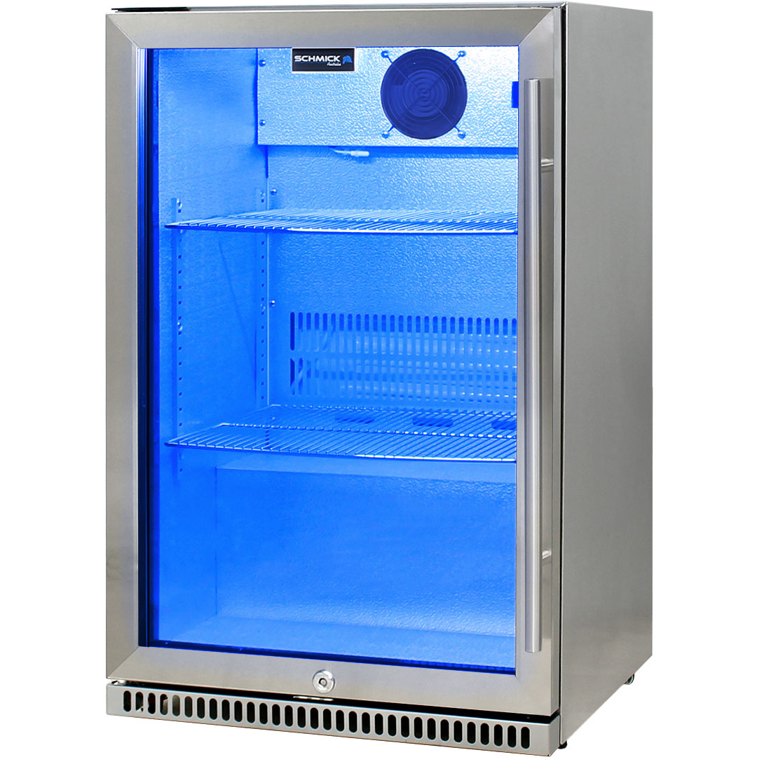 Schmick SK118L-SS bar fridge - glass door detail