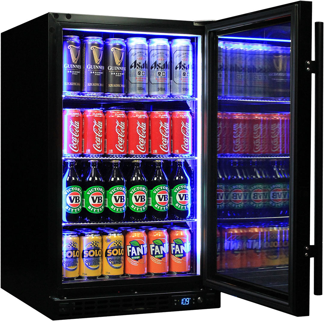 Schmick - SK126R-B-HD – Heated Glass Door Front Venting Under Bench Bar Fridge – 132 Litres