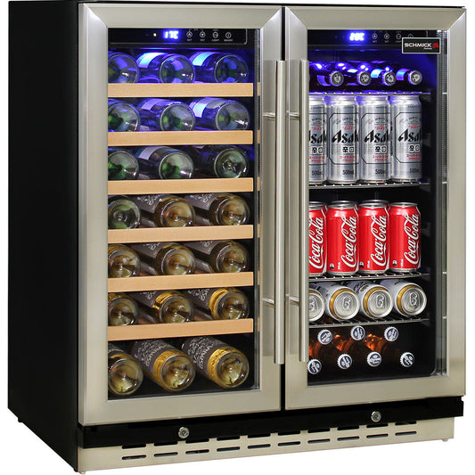 Dual Zone Beer & Wine Bar Fridge - Stainless Steel - 165 Litres - Schmick JC165