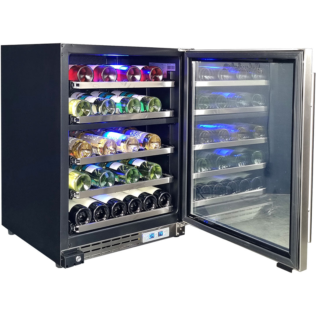 Schmick JC132D - Under Bench Glass Door Dual Zone Wine Fridge Triple Glazed