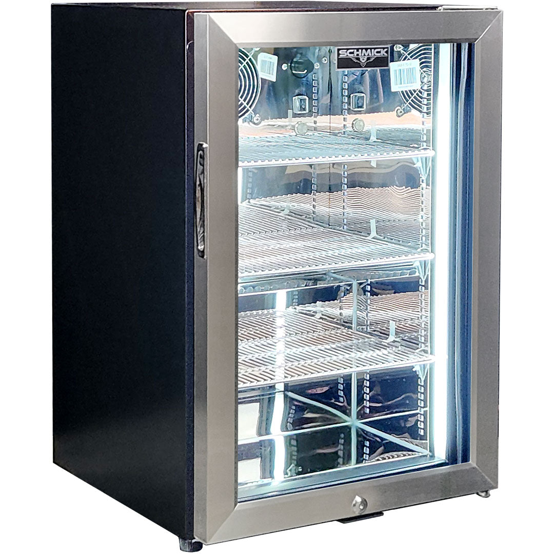 Schmick SK68R-SS bar fridge - glass door detail