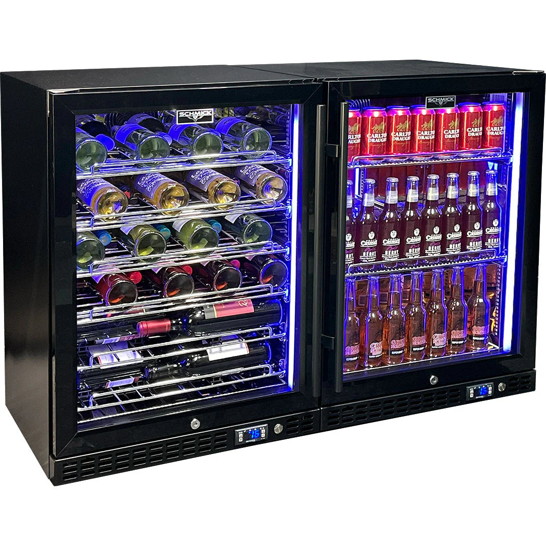 Schmick SK156-COMBO-BM bar fridge - side view