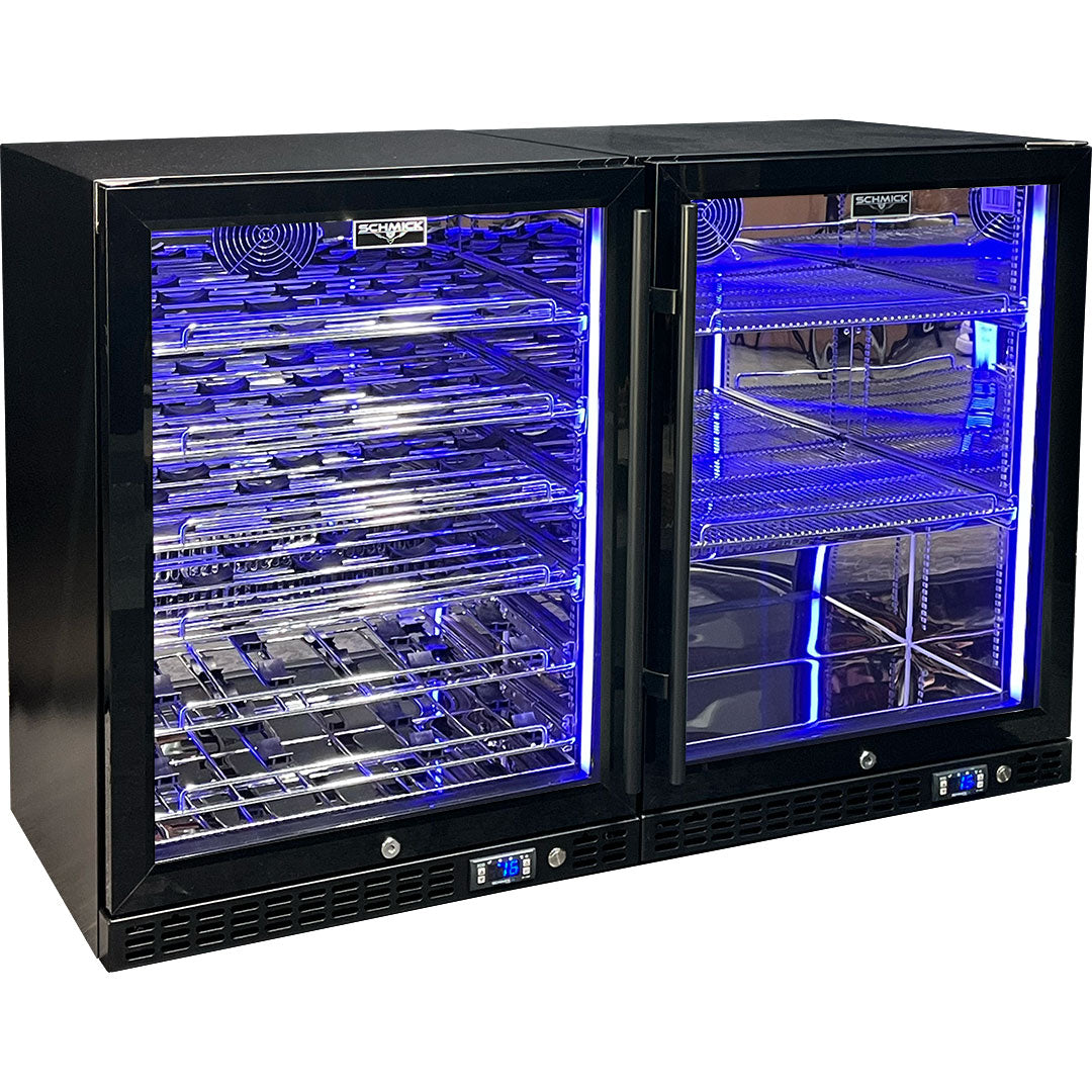 Schmick Quiet Slide Out Front Venting Under Bench Heated Door Bar Fridge Combo - SK156-COMBO-BM