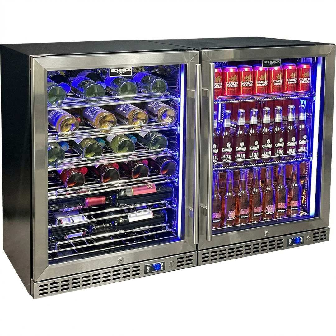 Schmick Quiet Slide Out Front Venting Under Bench Heated Door Bar Fridge Combo - SK156-COMBO-SSM