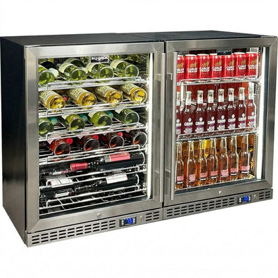 Schmick Quiet Slide Out Front Venting Under Bench Heated Door Bar Fridge Combo - SK156-COMBO-SSM