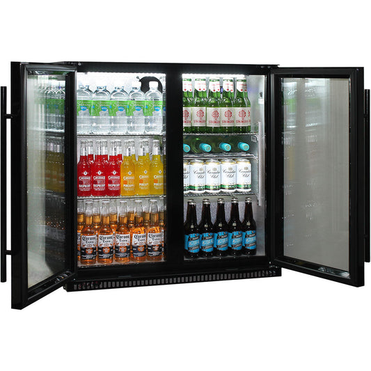 Outdoor Bar Fridge | 2 Door | Heated Glass | Black Finish | Indoor / Alfresco | Schmick SK190-B
