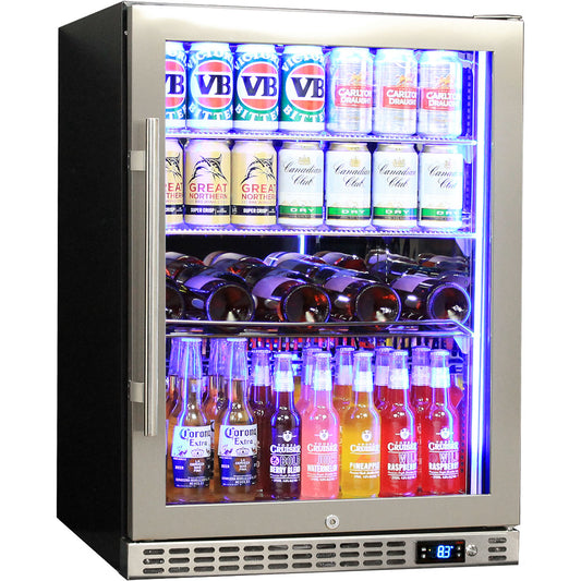 Schmick 164L 1 Door Glass Stainless Steel Bar Fridge – Quiet Front Venting - SK156R-SS
