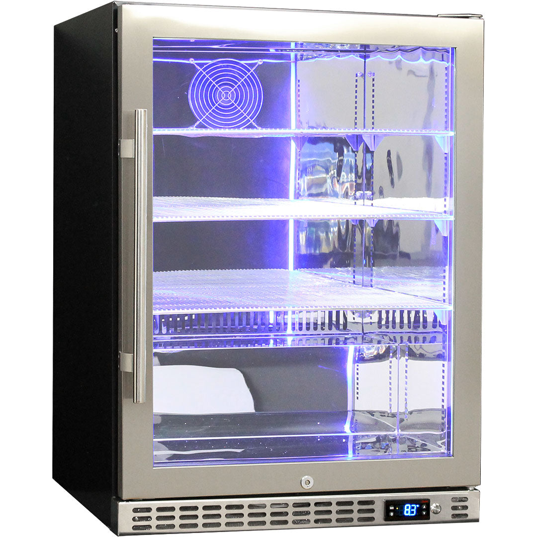 Schmick SK156R-HD - Quiet Running Front Venting Under Bench Glass Door Bar Fridge Heated Glass