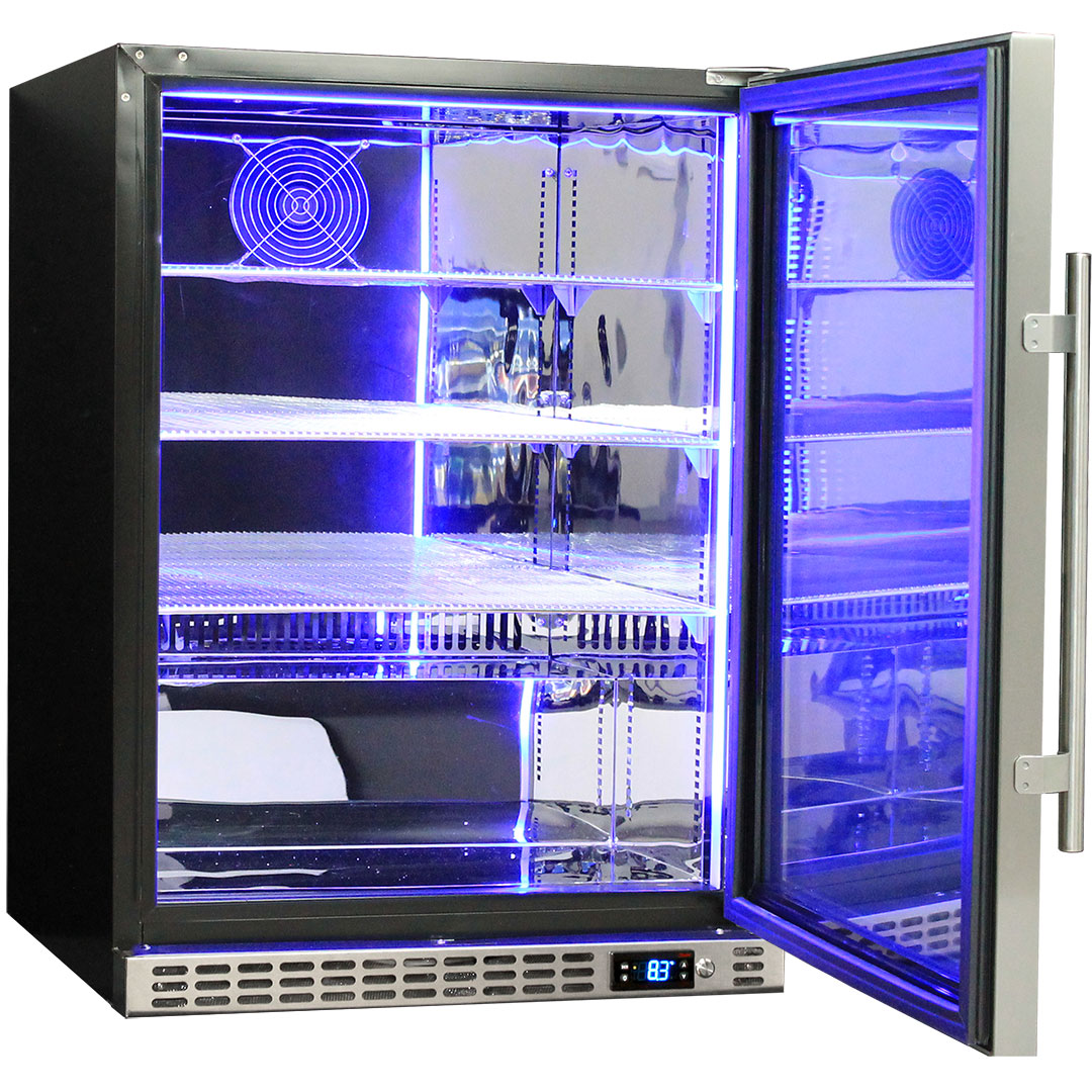 Schmick SK156R-HD - Quiet Running Front Venting Under Bench Glass Door Bar Fridge Heated Glass