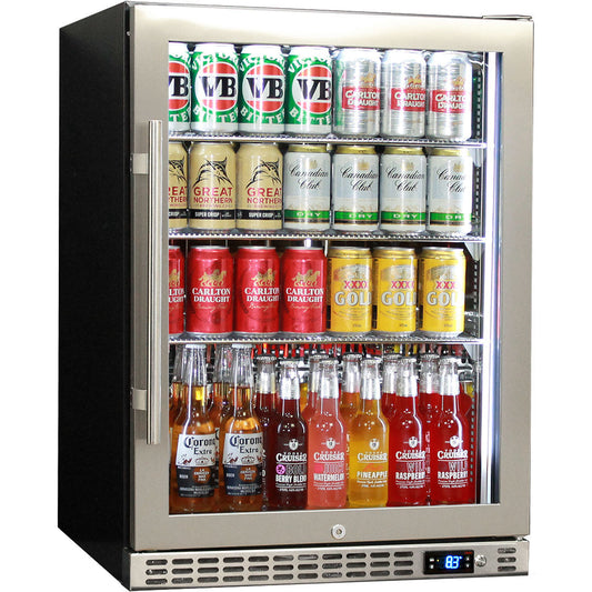 Schmick 164L 1 Door Glass Stainless Steel Bar Fridge – Quiet Front Venting - SK156R-SS
