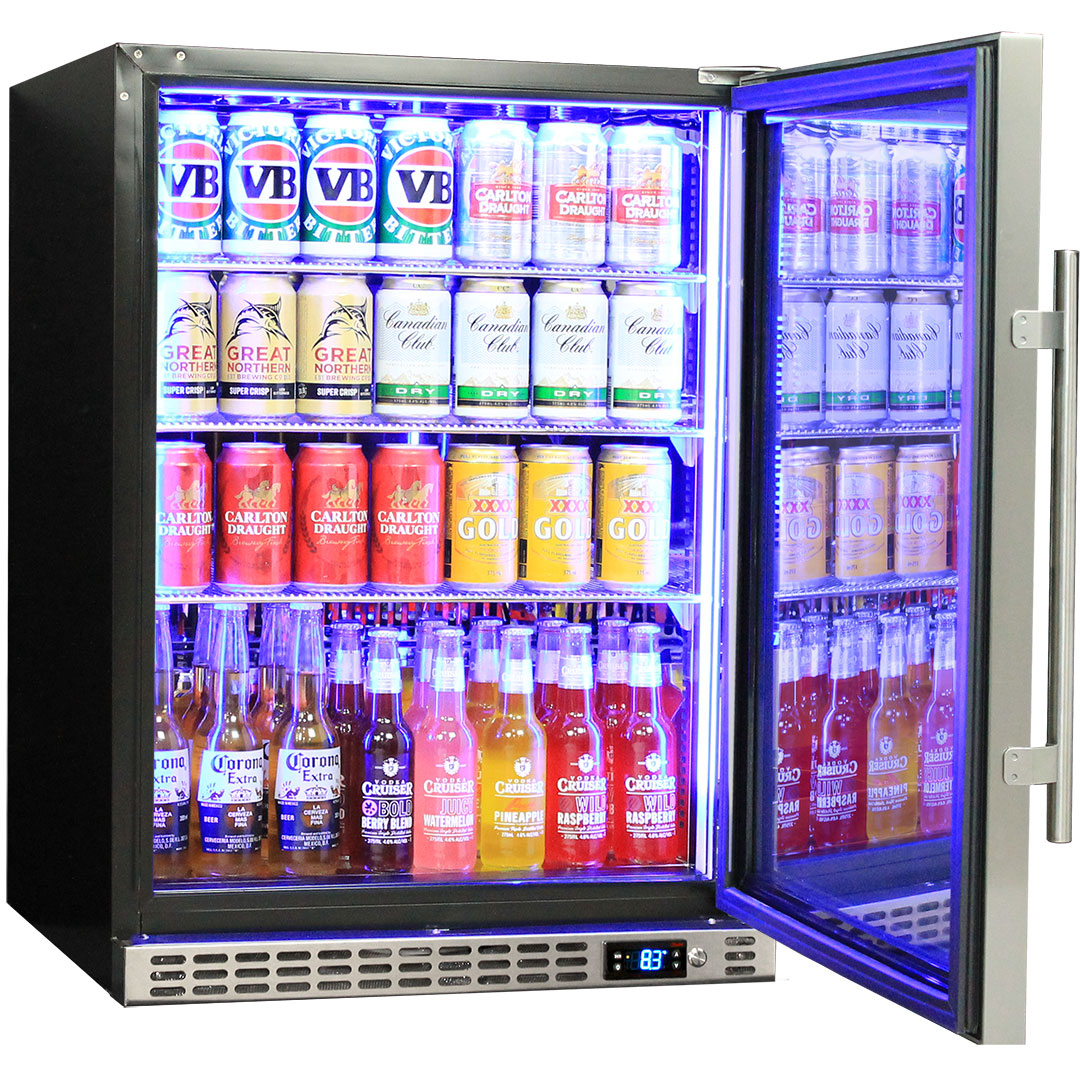 Schmick SK156R-HD - Quiet Running Front Venting Under Bench Glass Door Bar Fridge Heated Glass