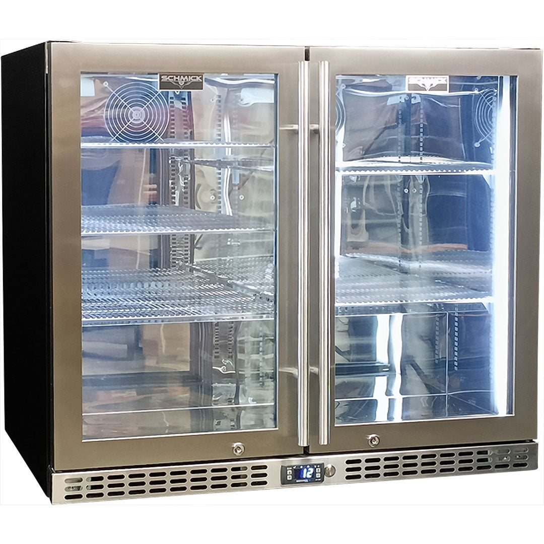Schmick - SK206-HD – Twin Door Heated Glass Bar Fridge – 233 Litres