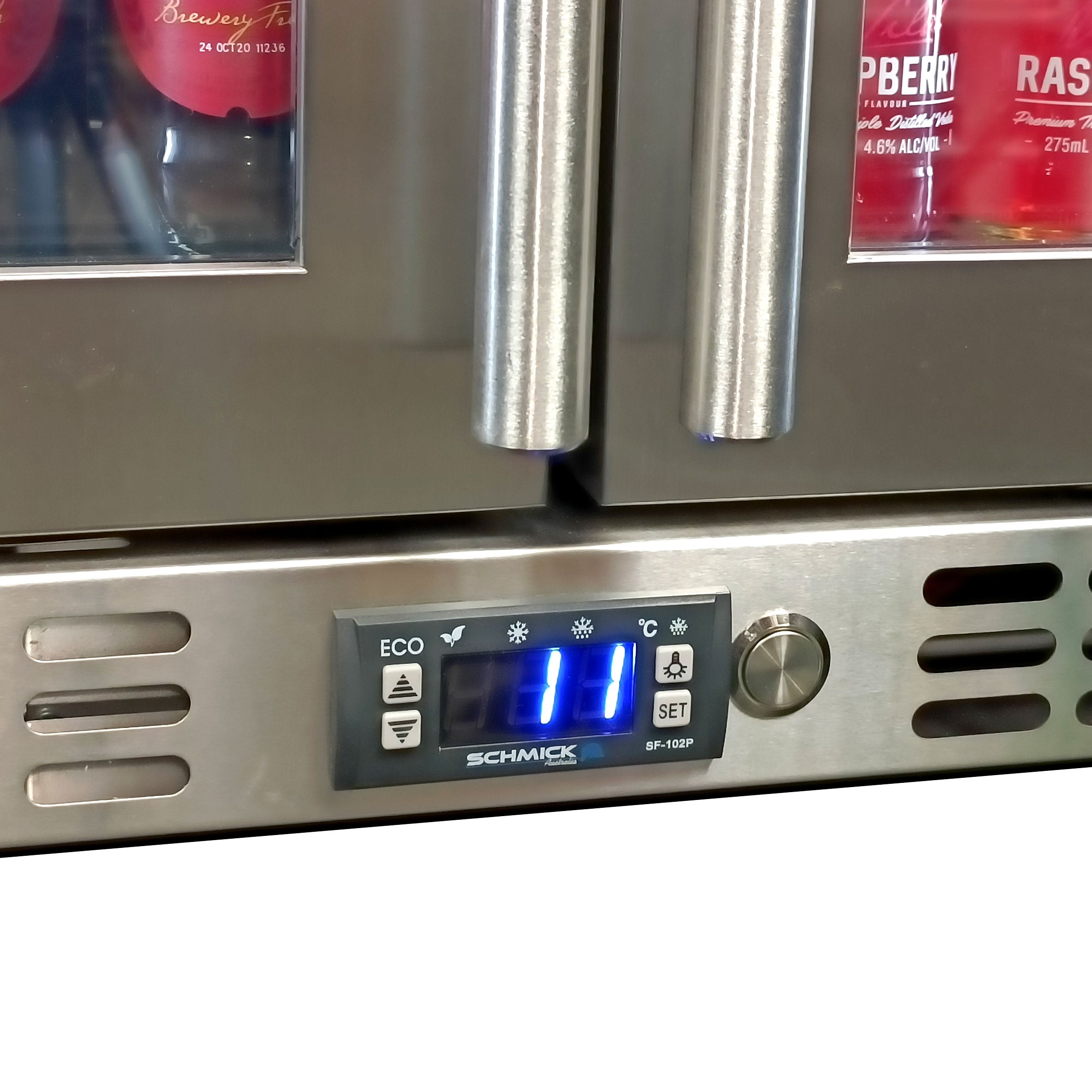 Schmick - SK206-HD – Twin Door Heated Glass Bar Fridge – 233 Litres