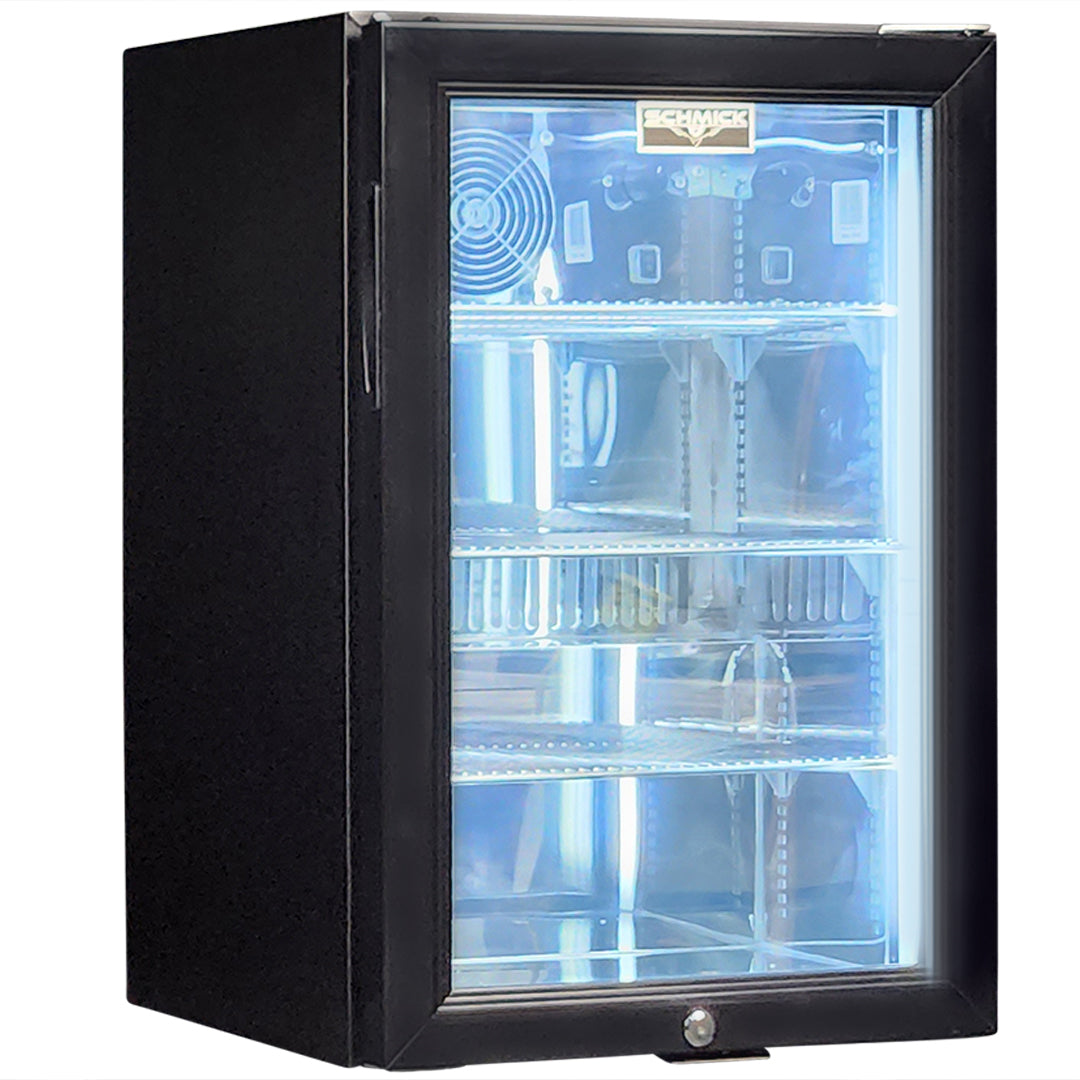 Schmick SK68R-SS bar fridge - glass door detail