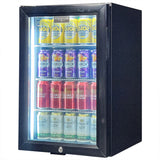 Classy Quiet 69Ltr Heated Glass Door Bar Fridge With Blue and White Led - Model SK68L-B-HD
