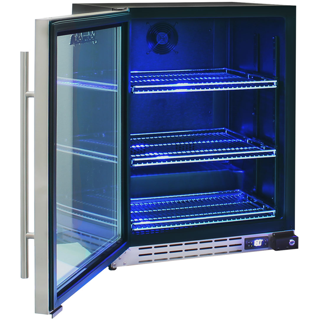 Schmick JC132B-B - Under Bench Glass Door Black Bar Fridge Triple Glazed