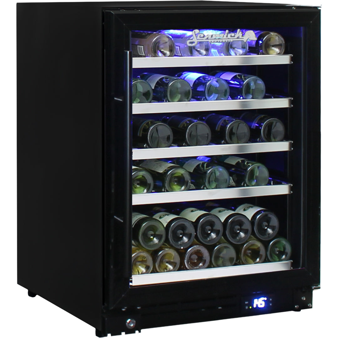 Schmick - JC132B-B-860 – Under Bench Glass Door Black Bar Fridge – 132 Litres