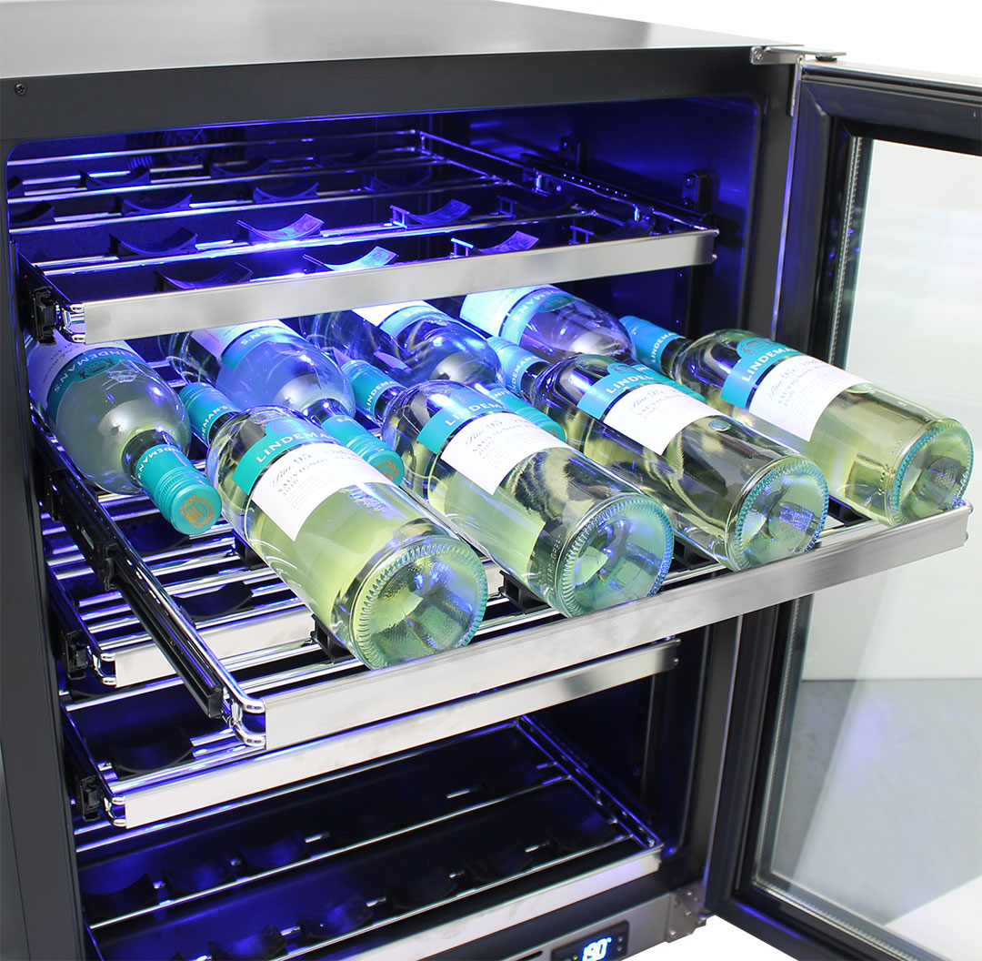 Schmick - JC132B-B-860 – Under Bench Glass Door Black Bar Fridge – 132 Litres