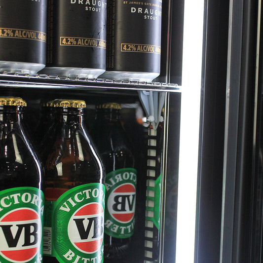 Schmick 164L Stainless Steel Heated Glass Door Bar Fridge – Left Hinge - SK146L-HD