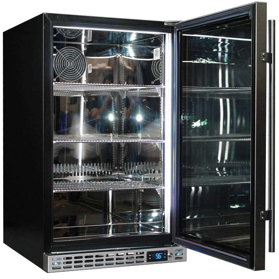 Schmick SK126R-SS - Quiet Running Front Venting Under Bench Triple Glazed Glass Door Bar Fridge