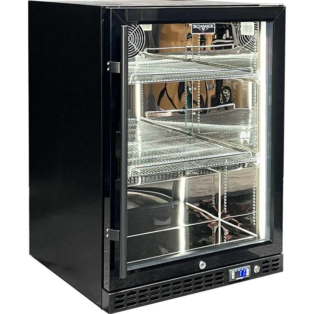 Schmick Quiet Running Front Venting Under Bench Heated Glass Door Bar Fridge - Model  SK156-B-HD-M