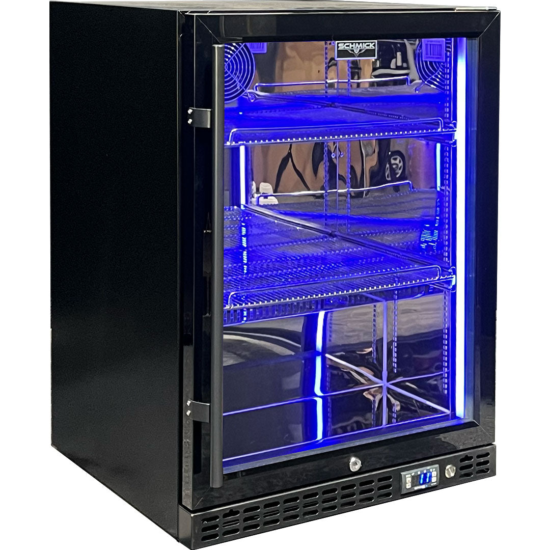 Schmick Quiet Running Front Venting Under Bench Heated Glass Door Bar Fridge - Model  SK156-B-HD-M