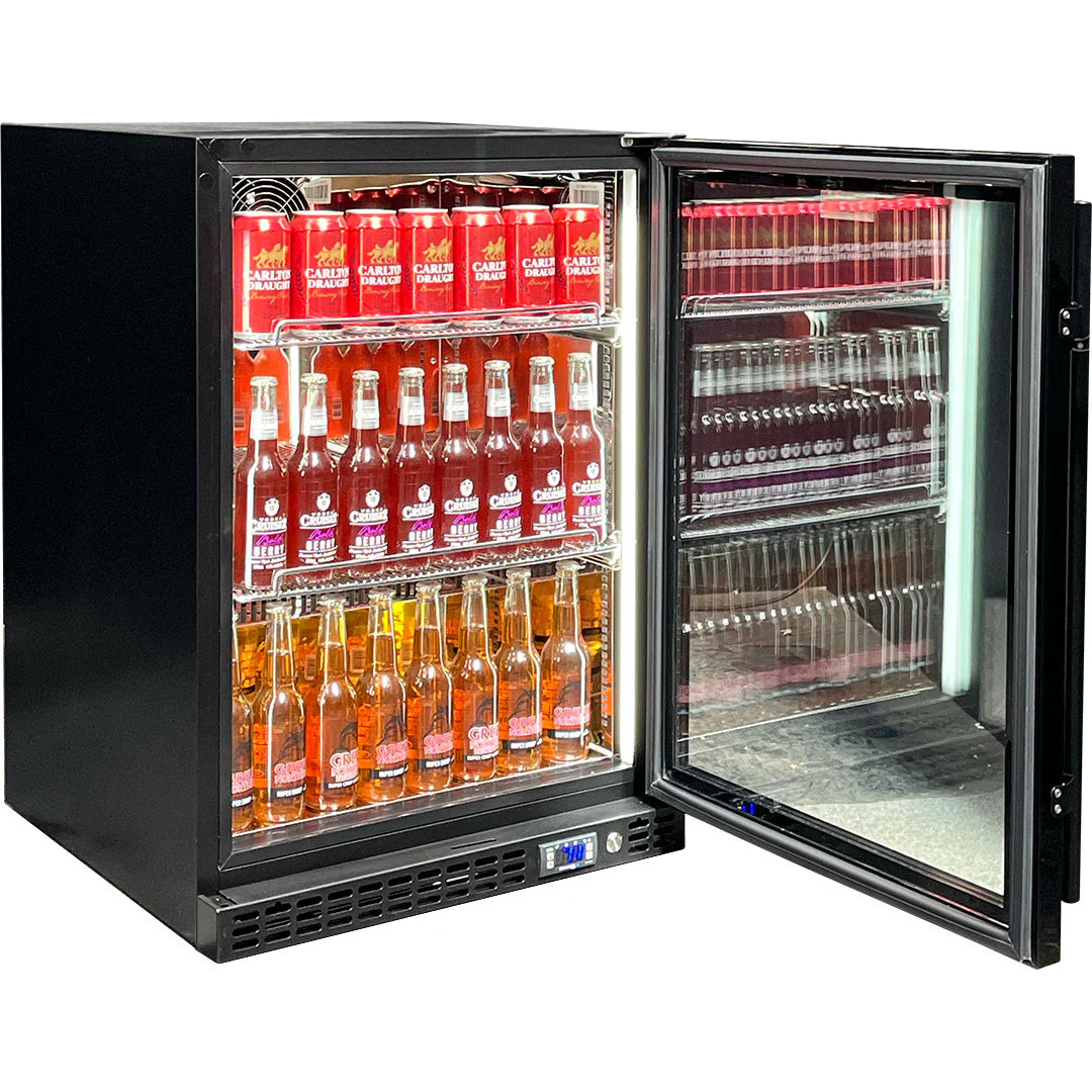 Schmick Quiet Running Front Venting Under Bench Triple Glazed Glass Door Bar Fridge - Model  SK156R-B-M