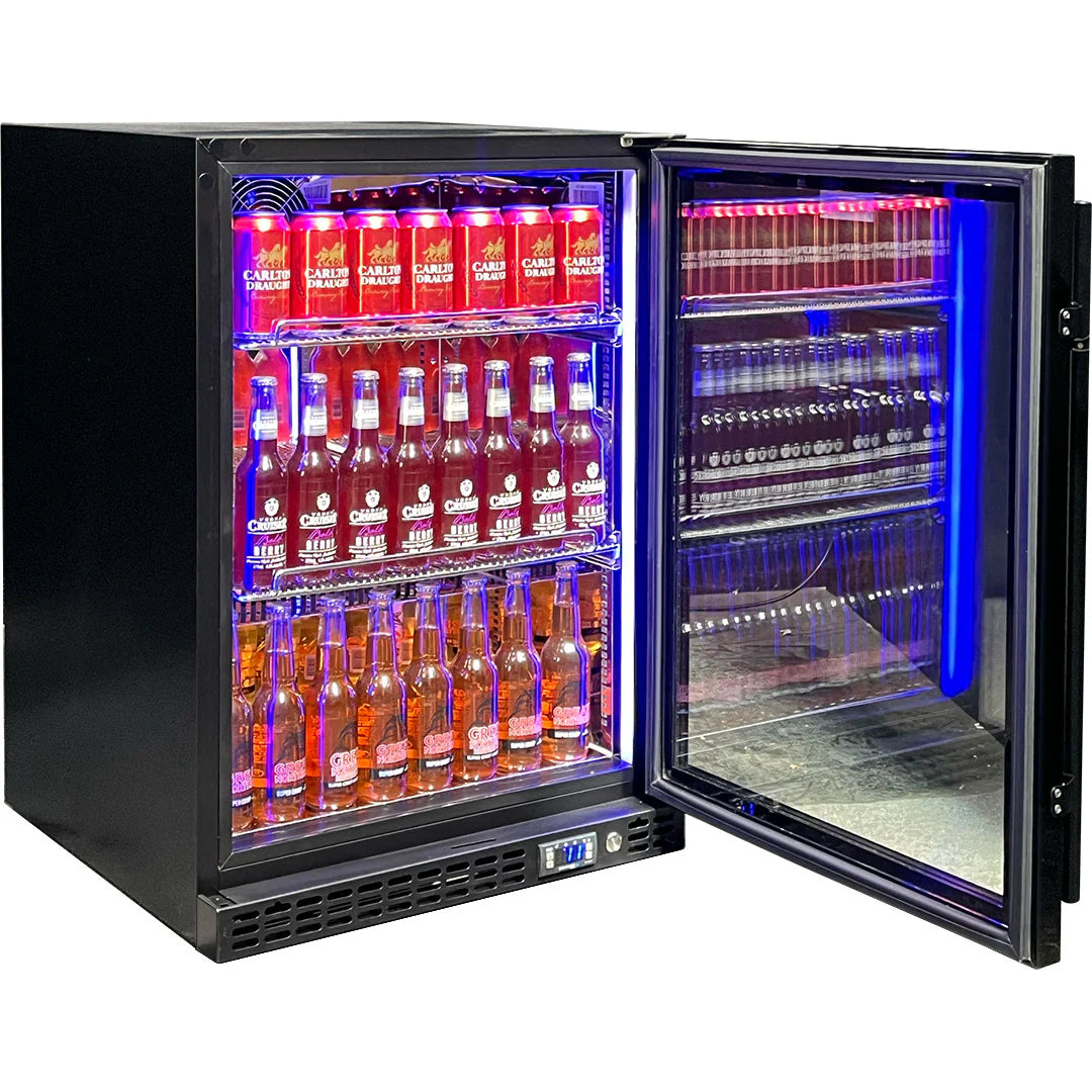 Schmick Quiet Running Front Venting Under Bench Triple Glazed Glass Door Bar Fridge - Model  SK156R-B-M