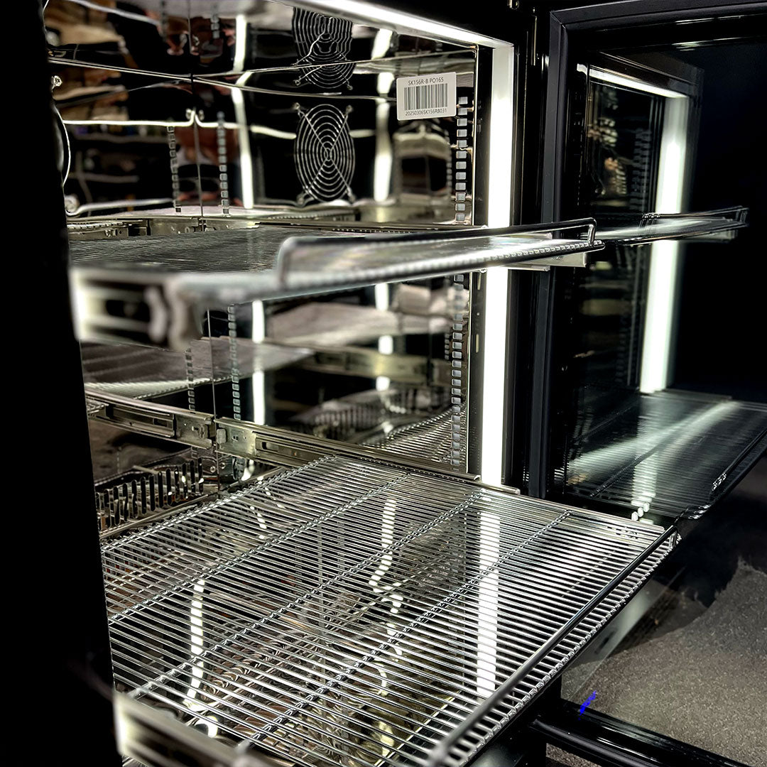 Schmick Quiet Running Front Venting Under Bench Heated Glass Door Bar Fridge - Model  SK156-B-HD-M