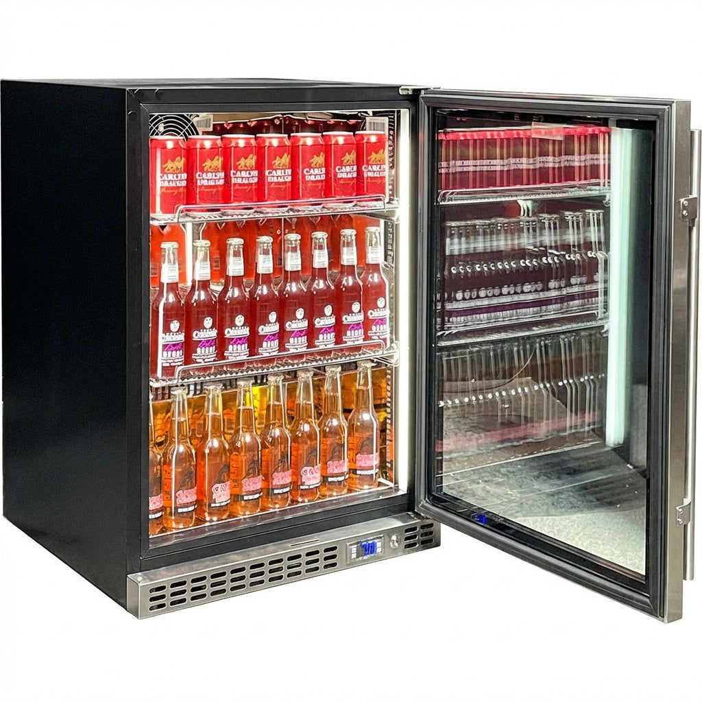 Schmick Quiet Slide Out Front Venting Under Bench Heated Door Bar Fridge - Model SK156-HD-M